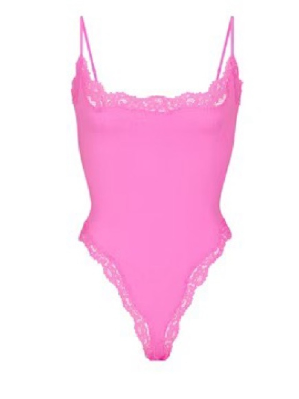 Skims hot pink lace trim cami bodysuit size m